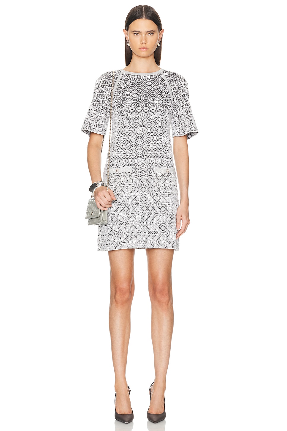 Image 1 of FWRD Renew Chanel Sheath Dress in Grey
