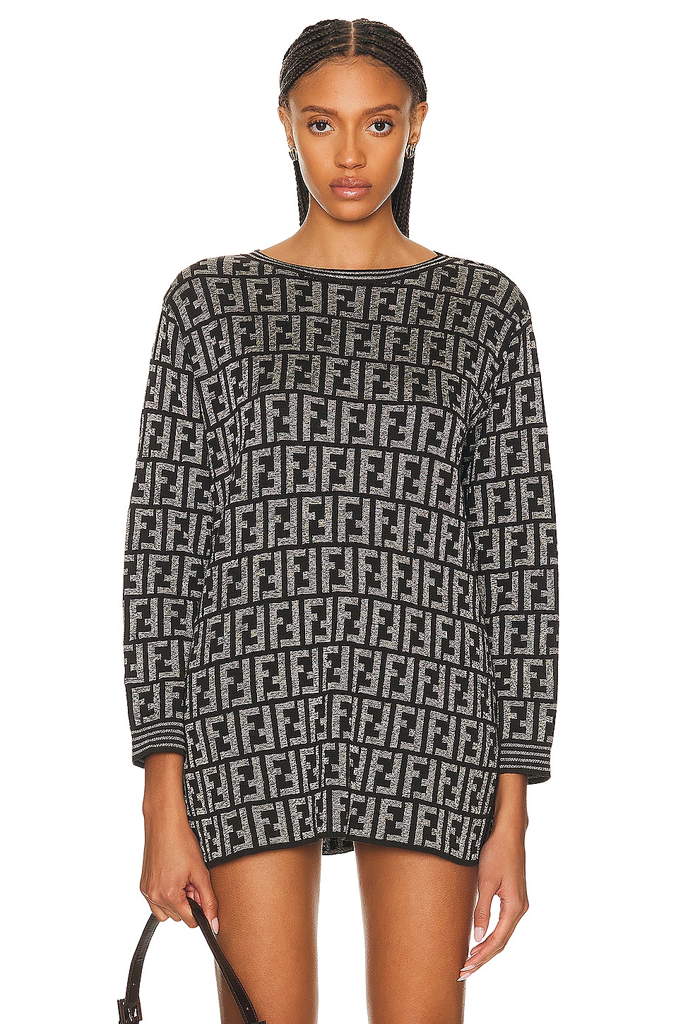 Image 1 of FWRD Renew Fendi Zucca Sweater in Grey