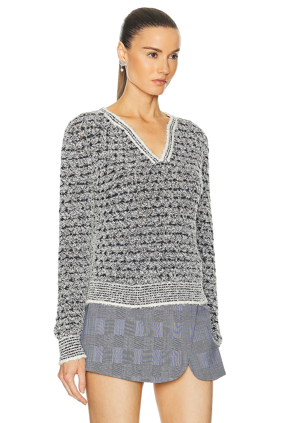 Pre-owned Chanel Cotton Knit Sweater In Grey