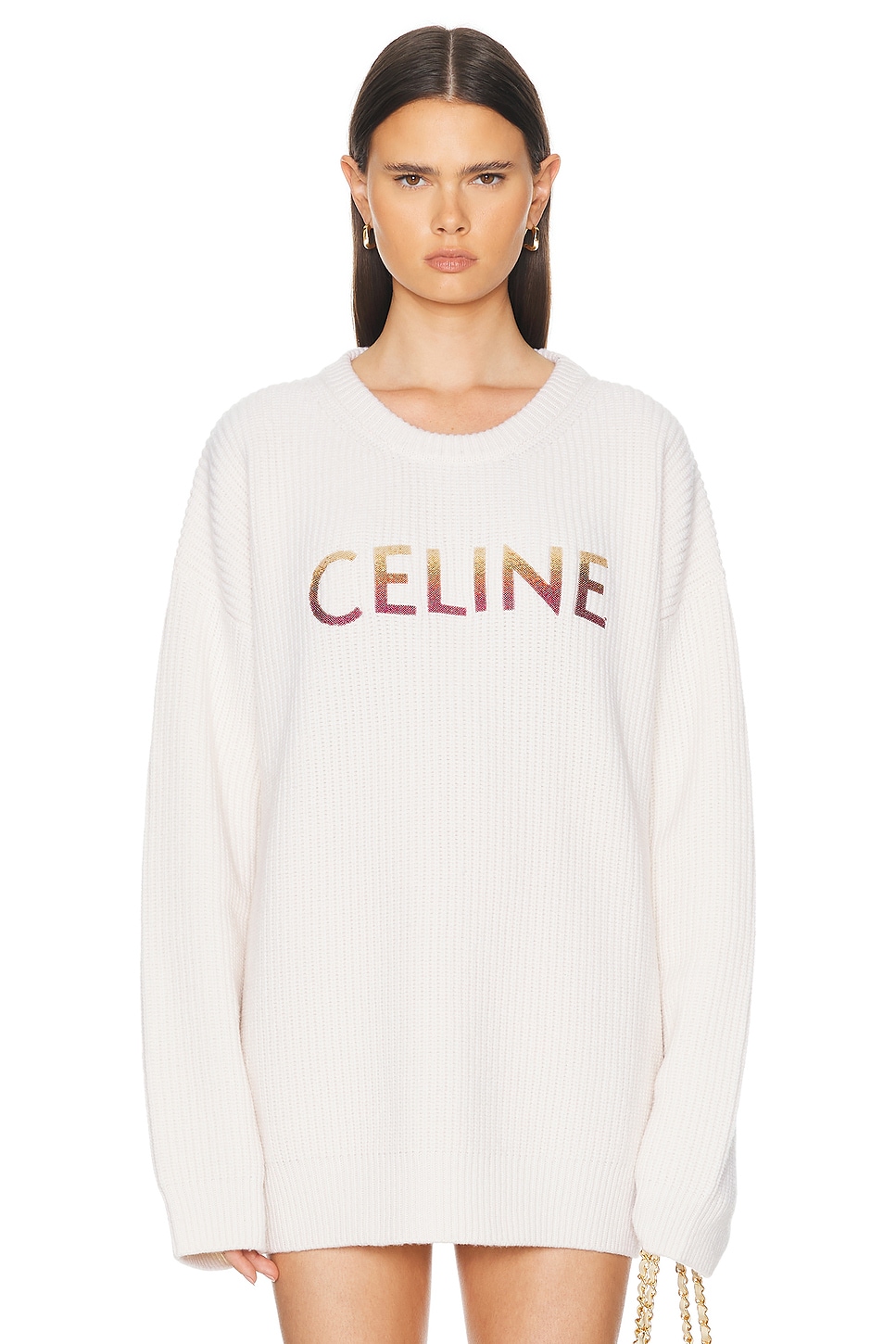 Image 1 of FWRD Renew Celine Logo Sweatshirt in Cream