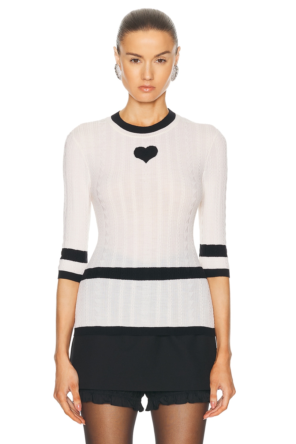 Image 1 of FWRD Renew Chanel Coco Mark Heart Knit Top in White