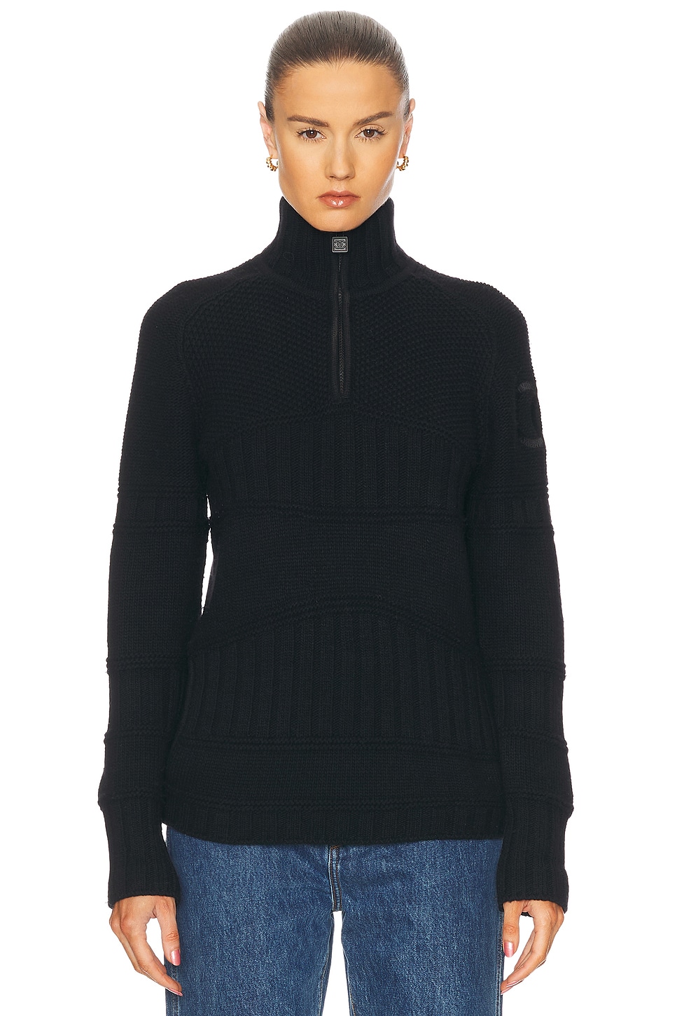 Pre-owned Chanel Quarter Zip Sweater In Black