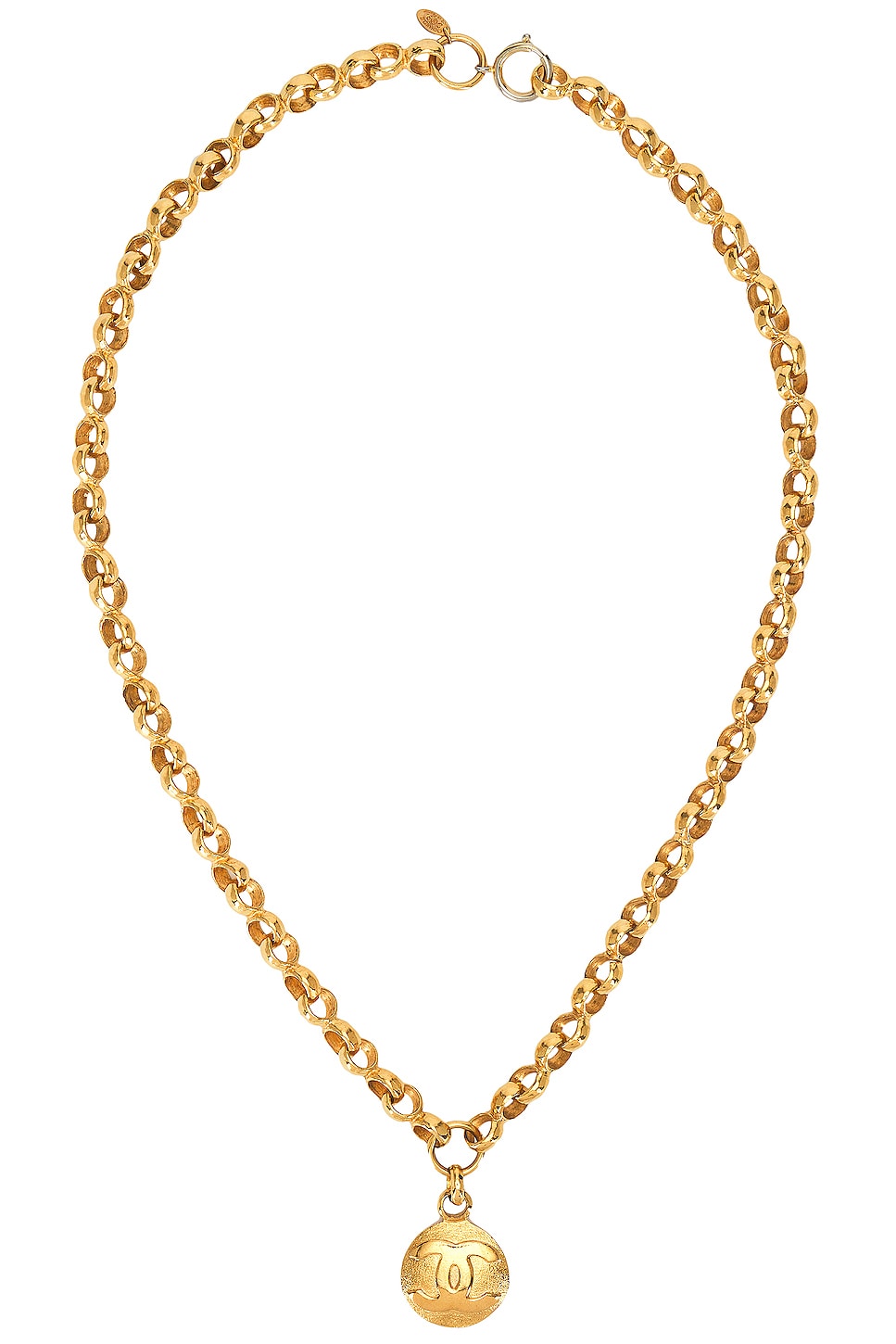 Image 1 of FWRD Renew Chanel Coco Mark Pendant Necklace in Gold