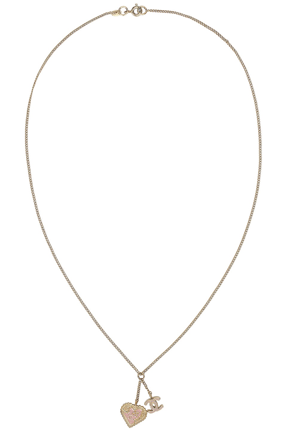 Image 1 of FWRD Renew Chanel Coco Mark Heart Necklace in Light Gold