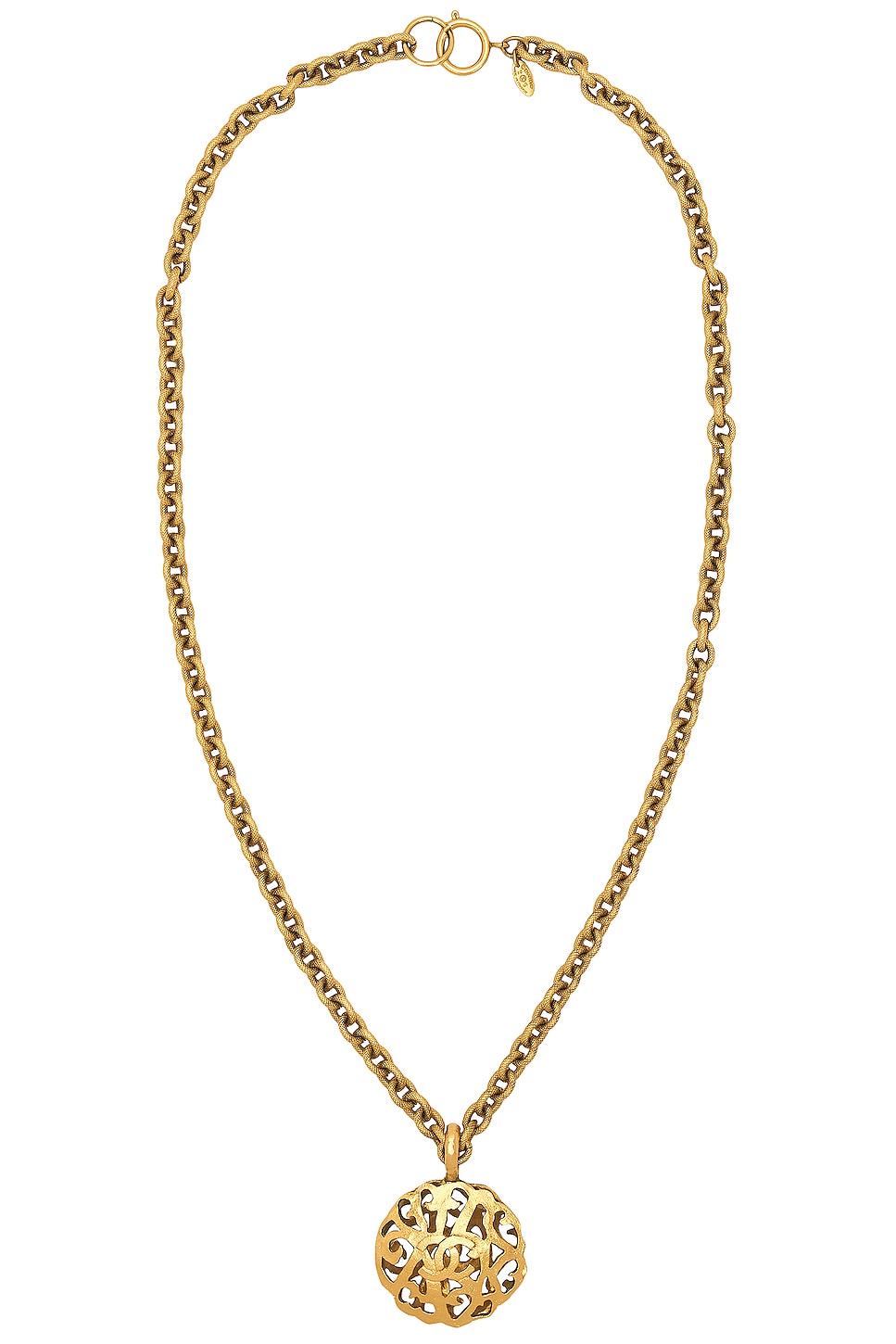 Image 1 of FWRD Renew Chanel Coco Mark Pendant Chain Necklace in Gold