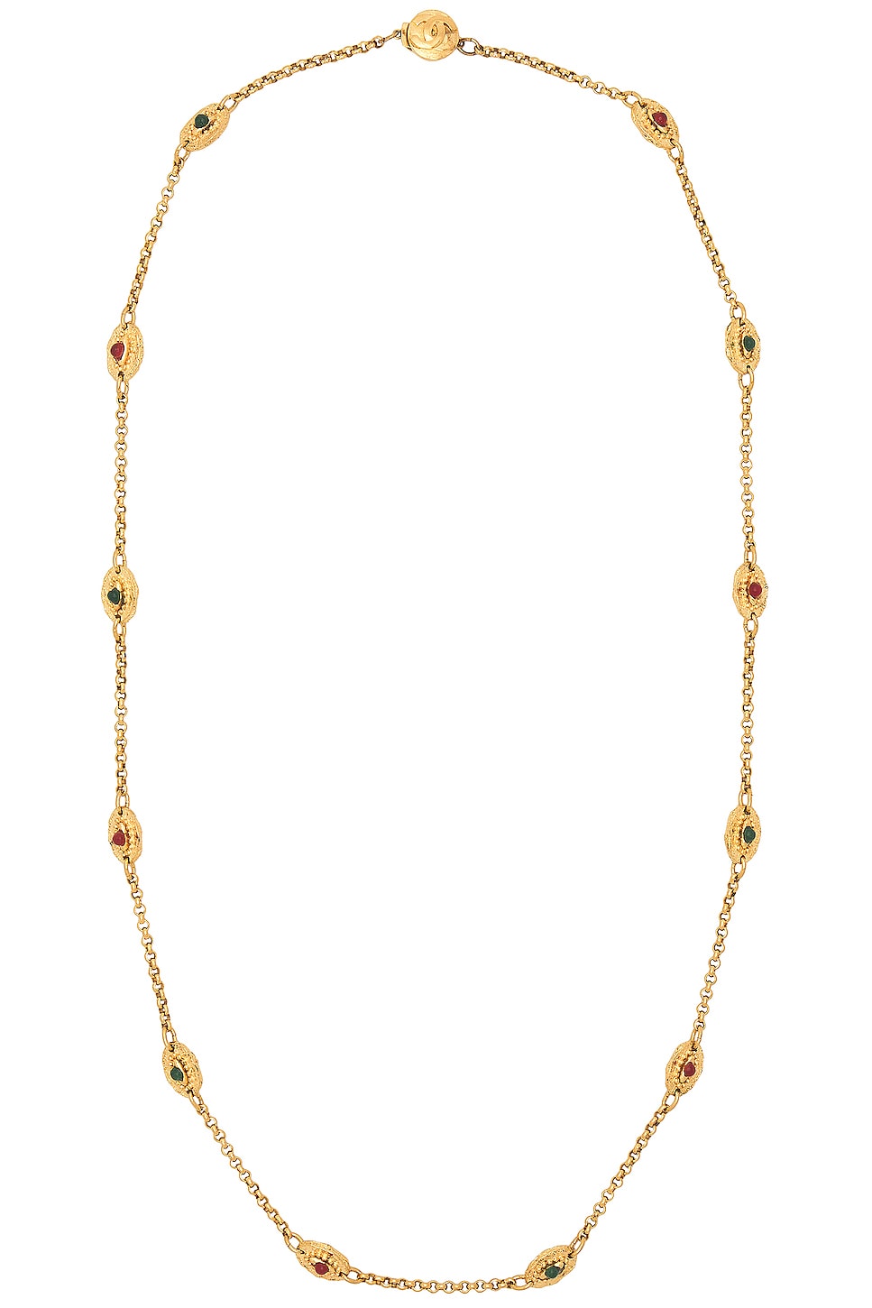Image 1 of FWRD Renew Chanel Stone Long Chain Necklace in Gold