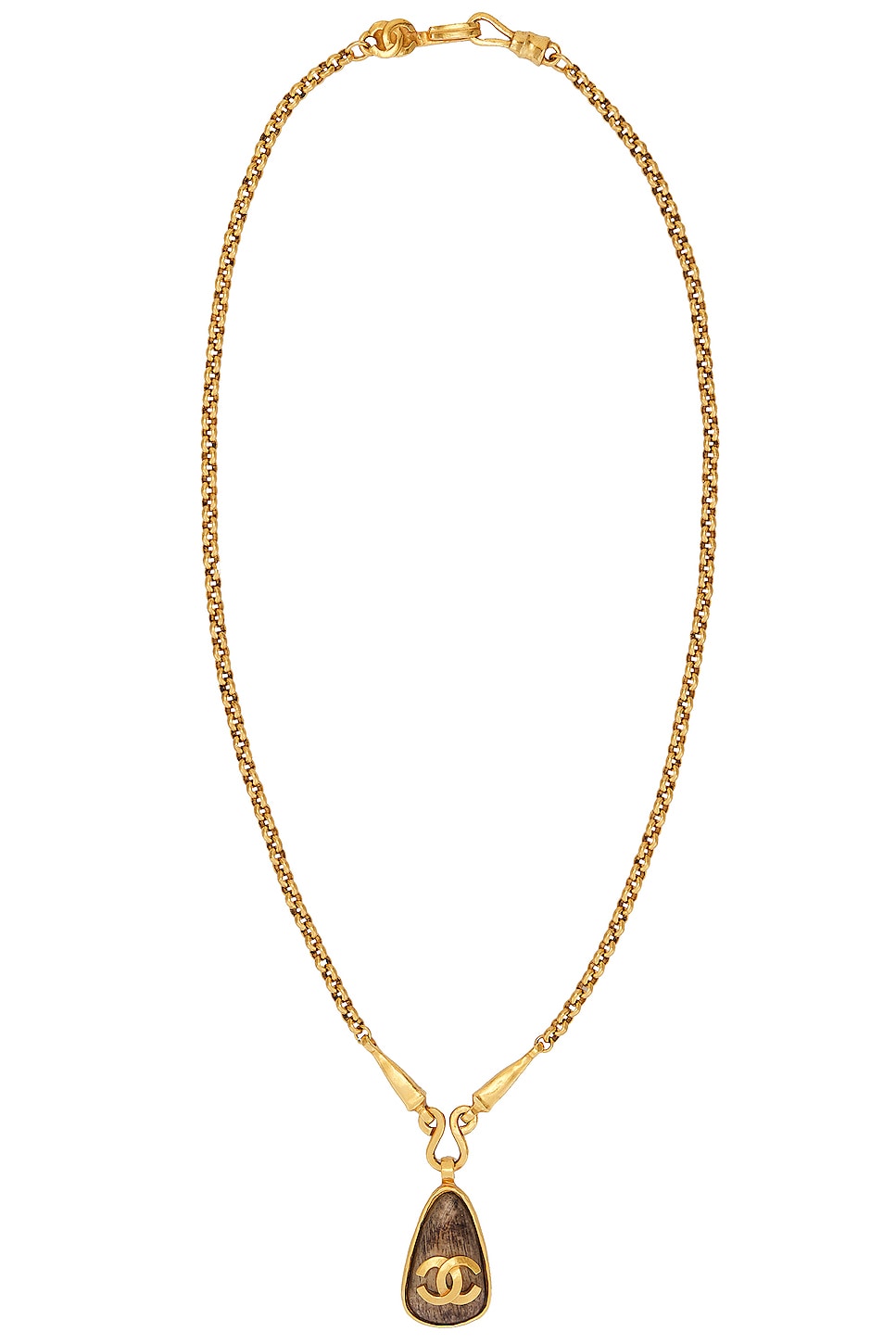 Image 1 of FWRD Renew Chanel 1997 CC Stone Pendant Necklace in Gold