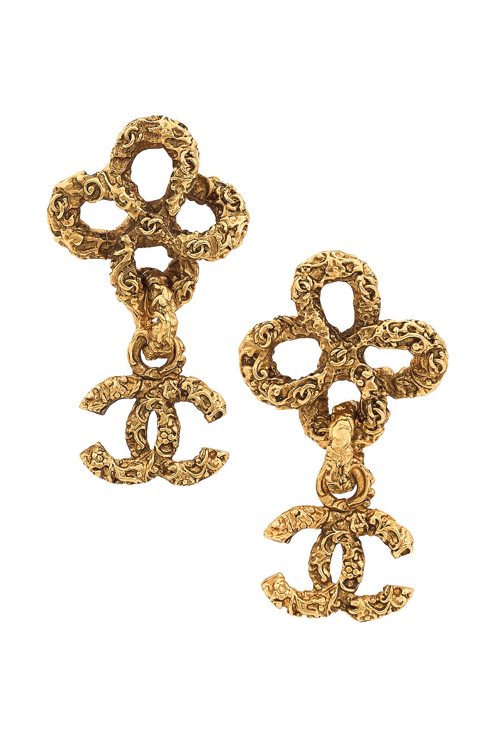 Image 1 of FWRD Renew Chanel Coco Mark Dangle Earrings in Gold