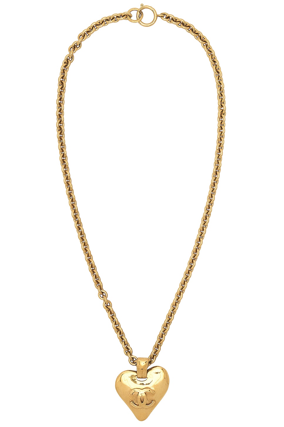 Image 1 of FWRD Renew Chanel Coco Mark Heart Necklace in Gold
