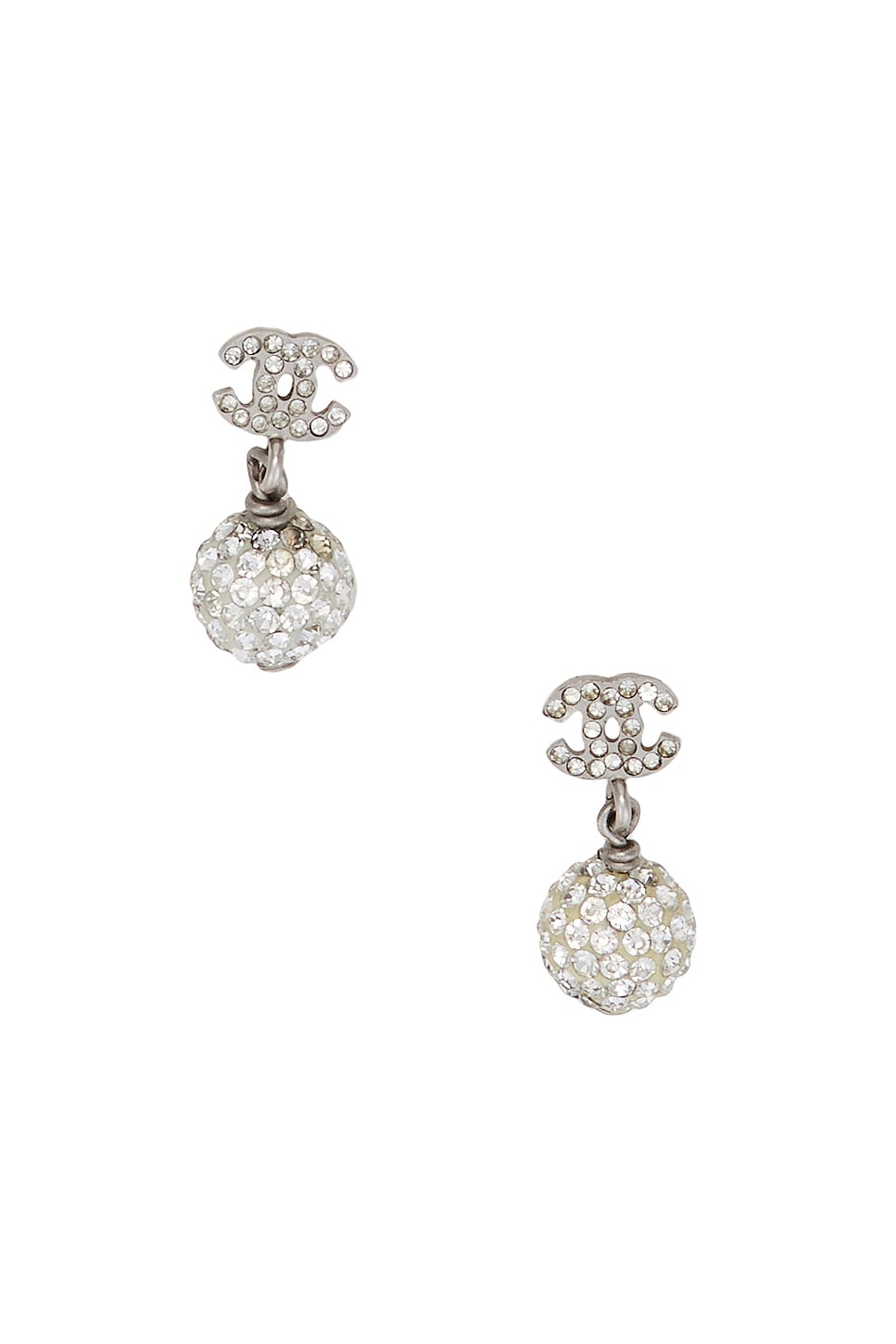 Image 1 of FWRD Renew Chanel CC Stone Earrings in Silver