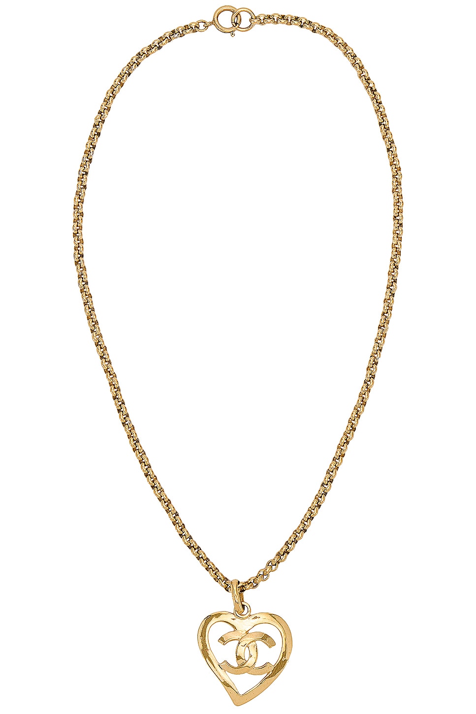 Image 1 of FWRD Renew Chanel Coco Mark Heart Necklace in Gold