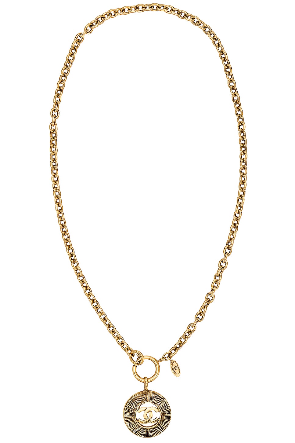 Image 1 of FWRD Renew Chanel Coco Mark Necklace in Light Gold