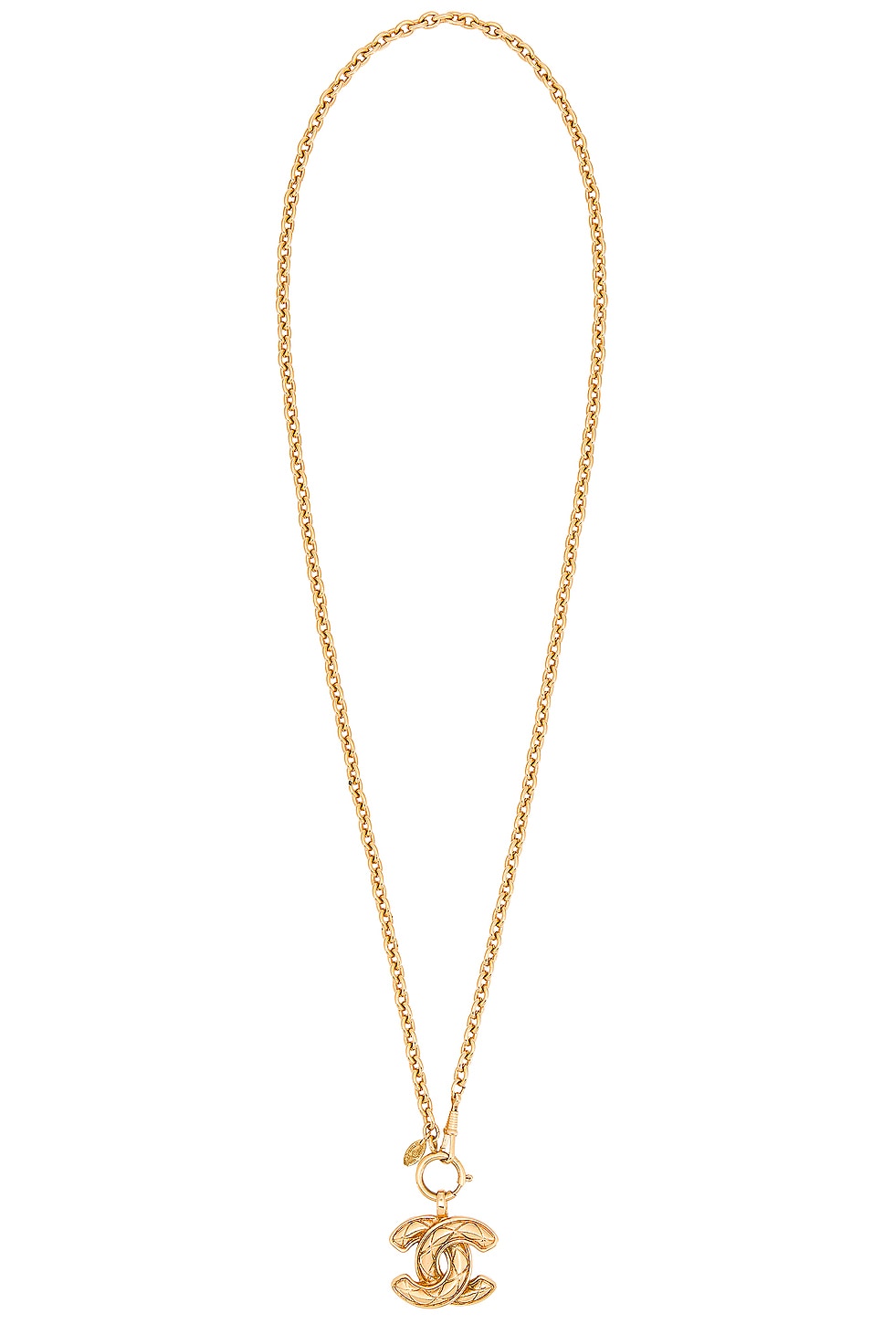 Image 1 of FWRD Renew Chanel Coco Mark Quilted Necklace in Gold