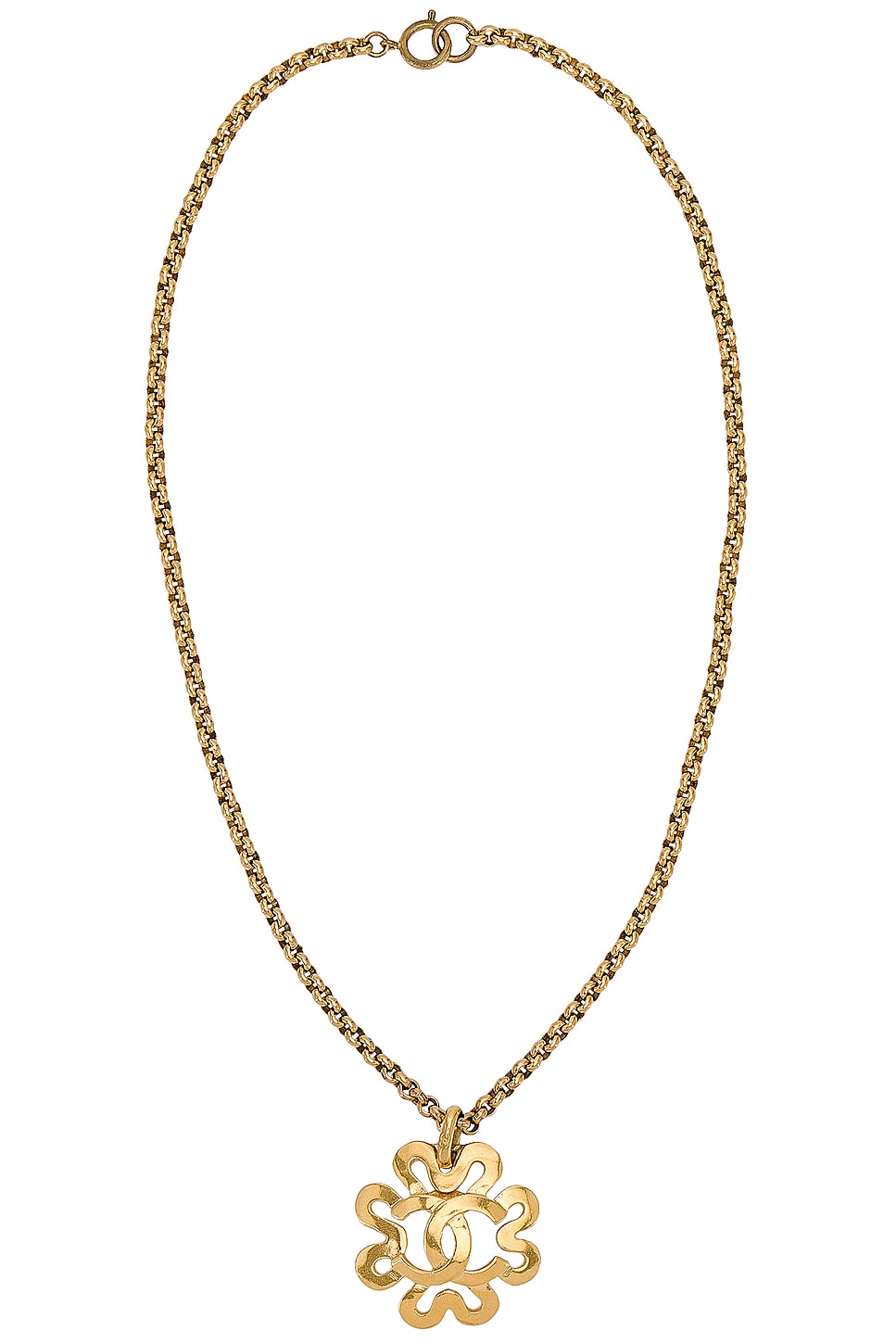Image 1 of FWRD Renew Chanel Coco Mark Flower Necklace in Gold