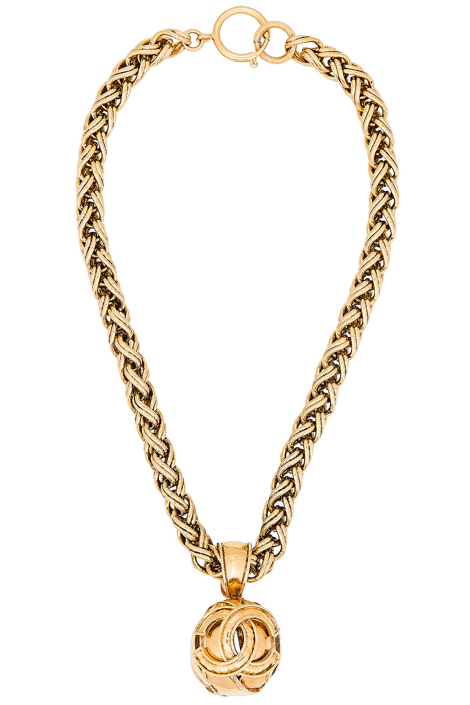 Image 1 of FWRD Renew Chanel Coco Mark Chain Necklace in Gold