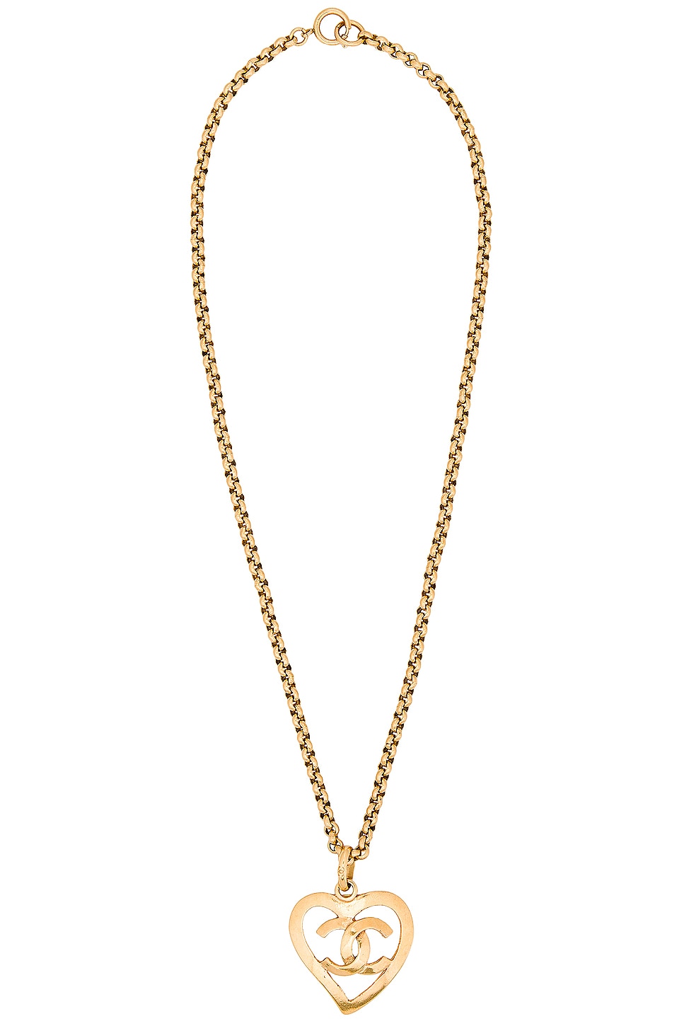 Image 1 of FWRD Renew Chanel 1995 Coco Mark Heart Necklace in Gold