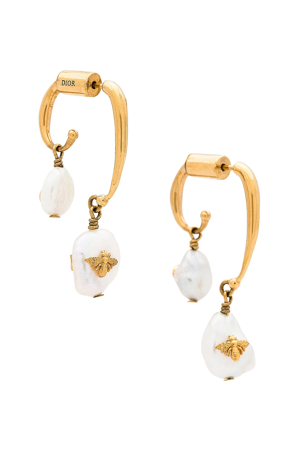 Image 1 of FWRD Renew Dior Pearl Earrings in Gold
