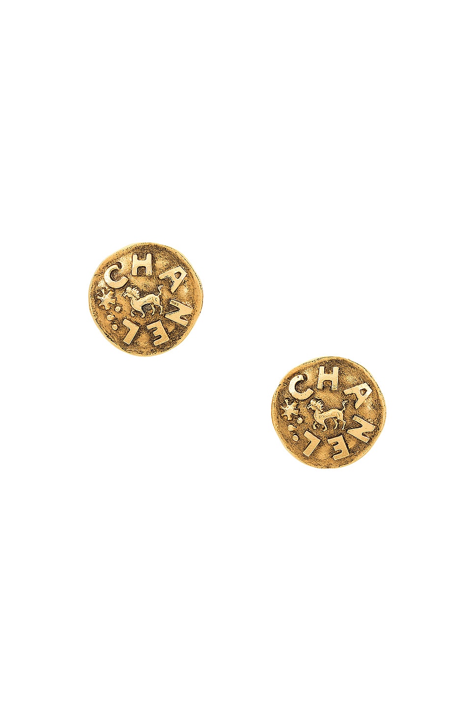 Image 1 of FWRD Renew Chanel Coco Mark Earrings in Gold
