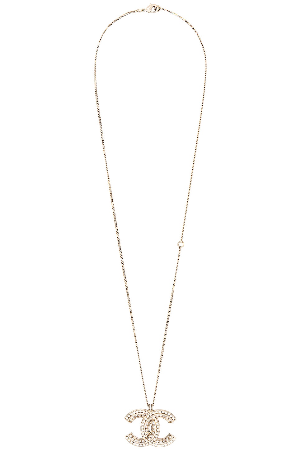 Image 1 of FWRD Renew Chanel Coco Mark Pendant Necklace in Light Gold