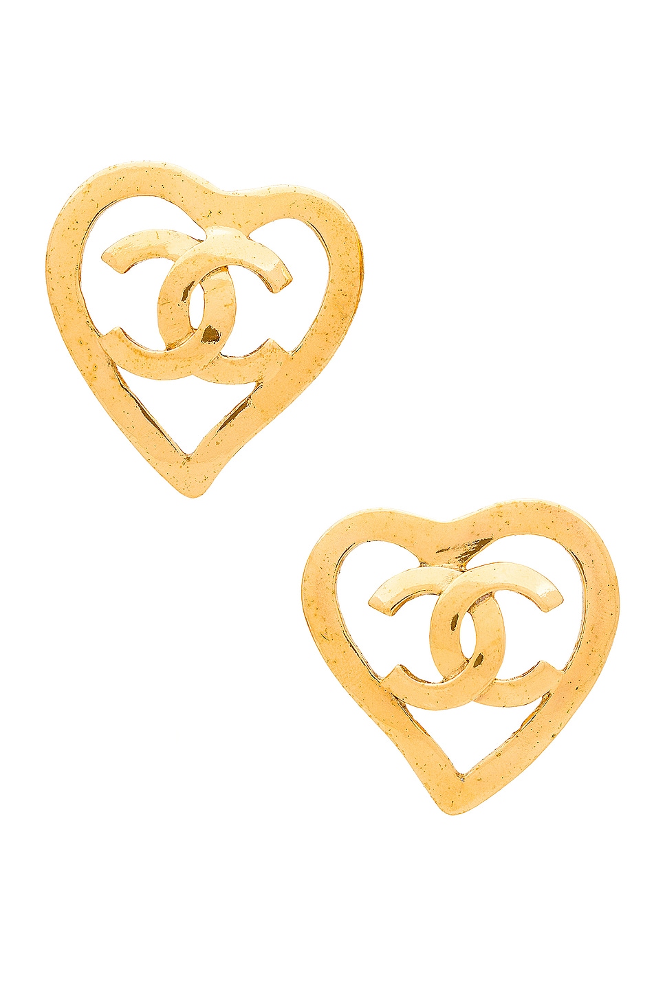 Image 1 of FWRD Renew Chanel Coco Mark Heart Earrings in Gold