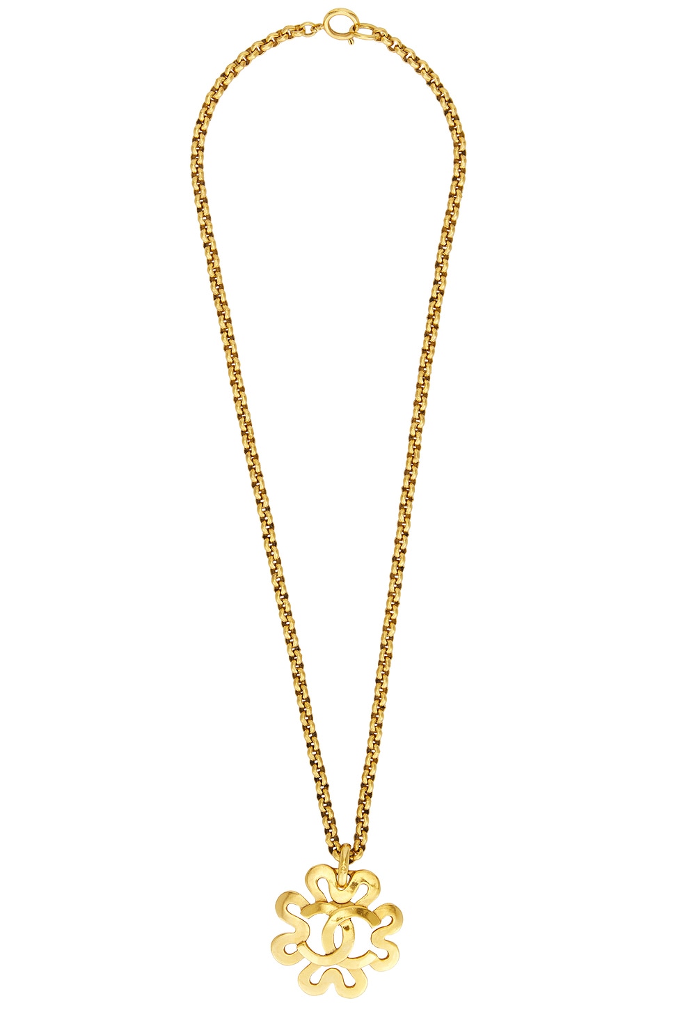 Image 1 of FWRD Renew Chanel Coco Mark Pendant Necklace in Gold