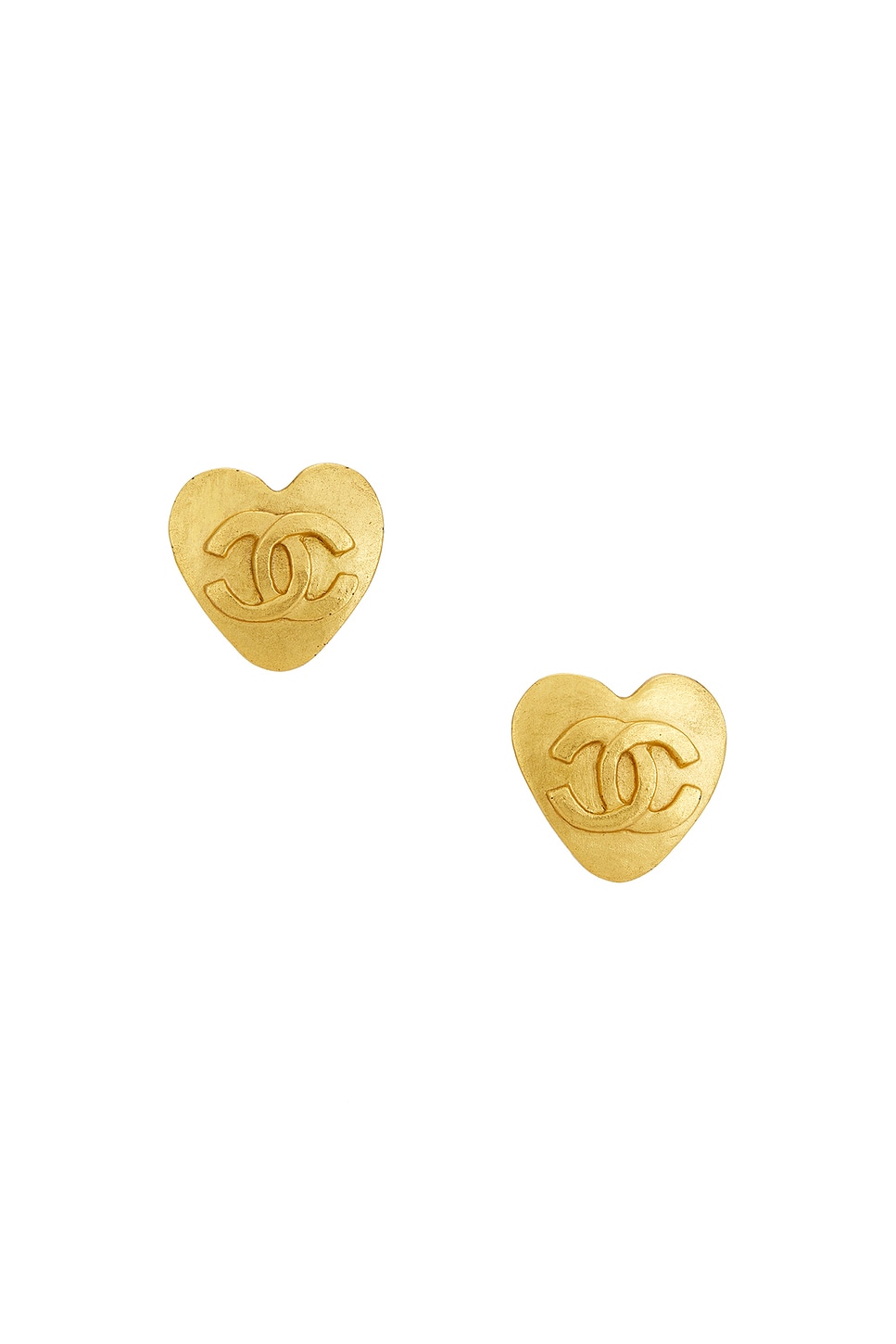 Image 1 of FWRD Renew Chanel Coco Heart Clip-On Earrings in Gold