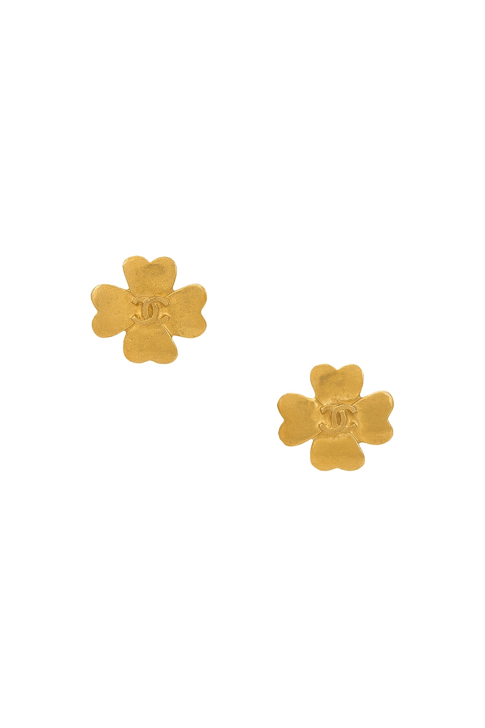 Image 1 of FWRD Renew Chanel Coco Mark Clover Earrings in Gold