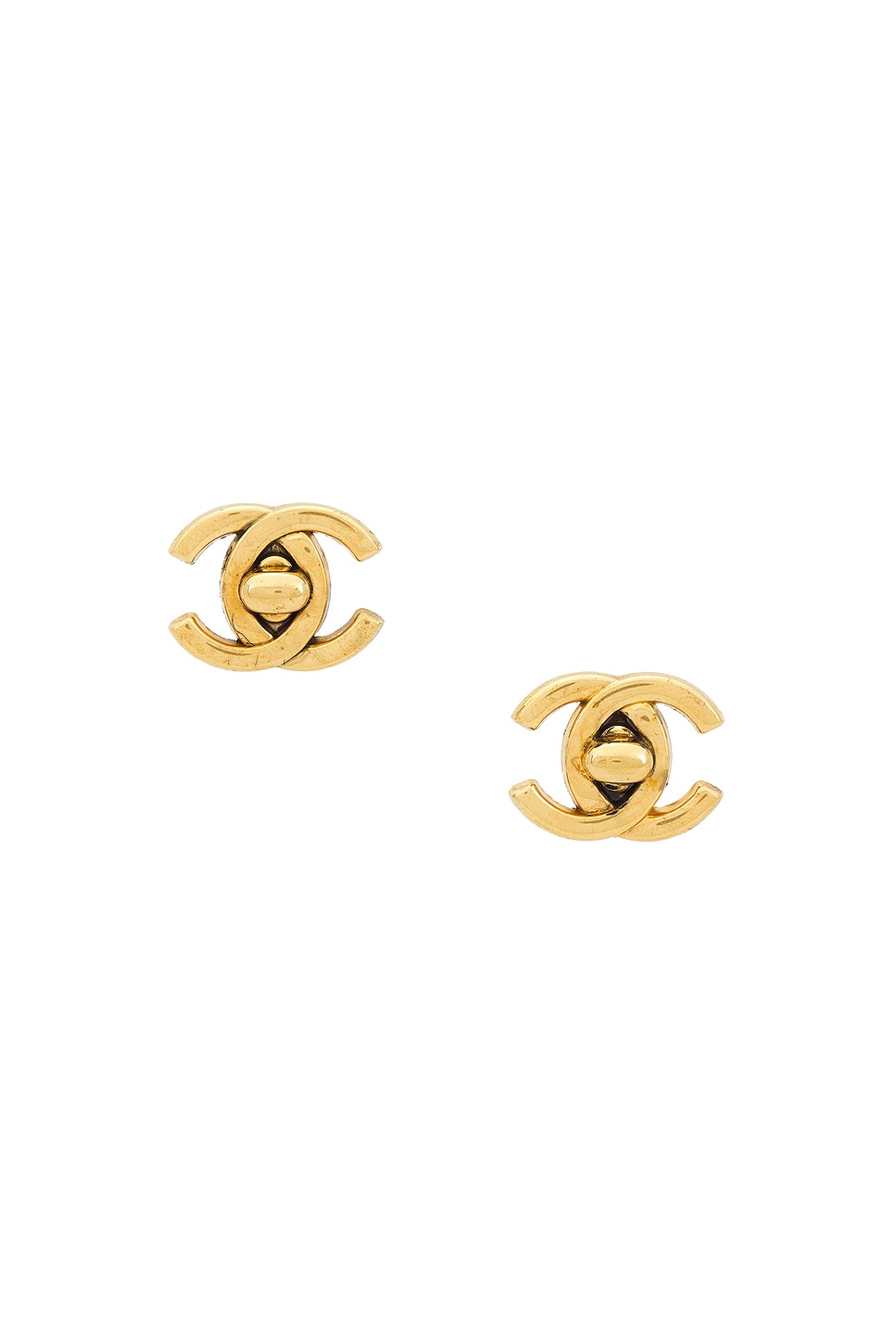 Pre-owned Chanel Turnlock Earrings In Gold