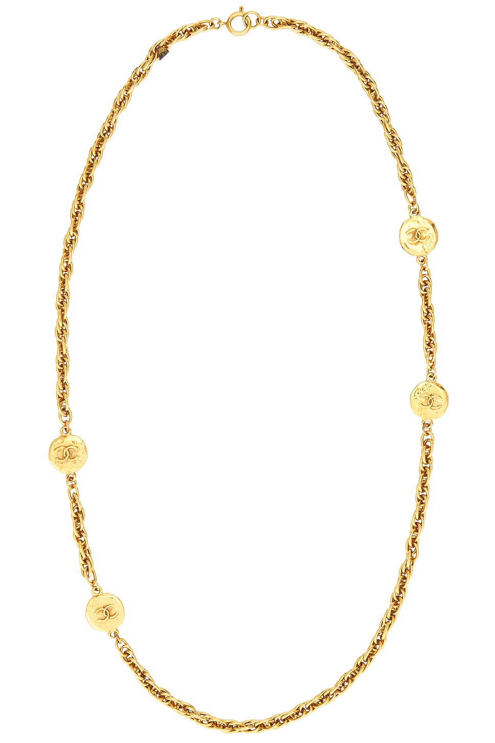 Pre-owned Chanel Coco Medal Long Necklace In Gold