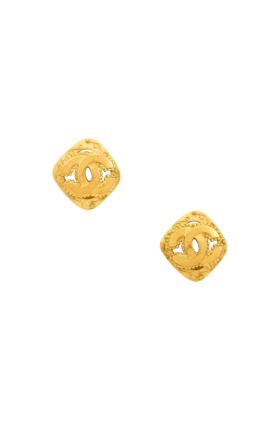 Pre-owned Chanel Coco Mark Diamond Clip-on Earrings In Gold