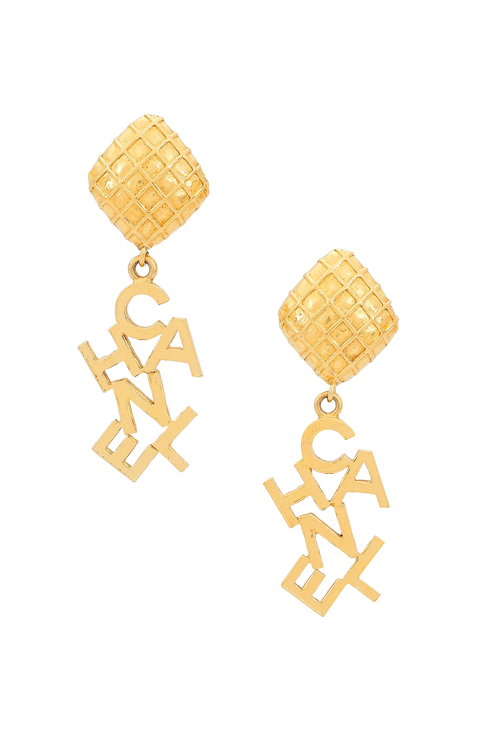 Image 1 of FWRD Renew Chanel Logo Clip-On Earrings in Gold