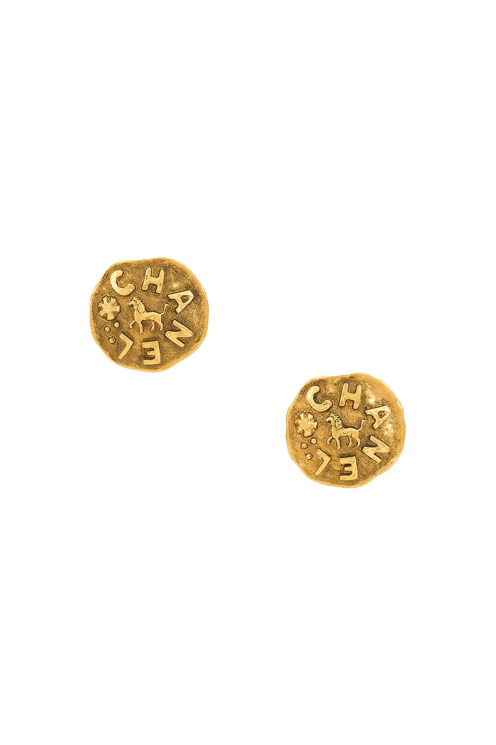 Image 1 of FWRD Renew Chanel Lion Earrings in Gold