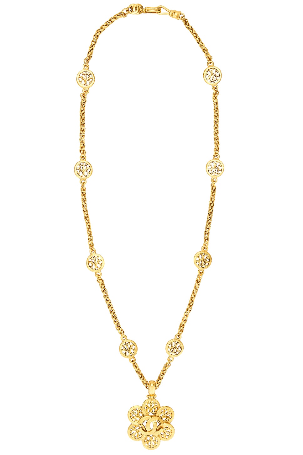 Image 1 of FWRD Renew Chanel 1995 Coco Mark Necklace in Gold