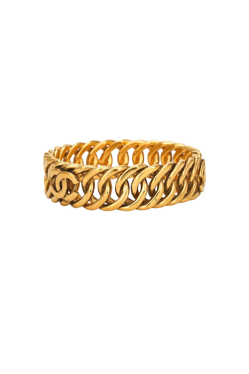 Pre-owned Chanel Coco Mark Bangle In Gold