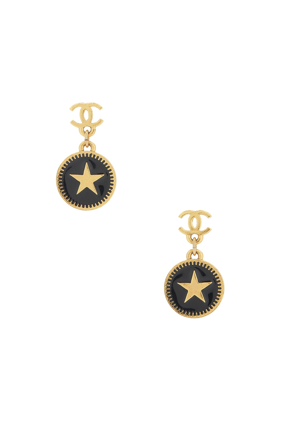 Image 1 of FWRD Renew Chanel Coco Star Swing Earrings in Gold