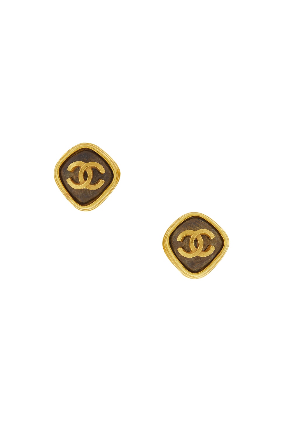 Image 1 of FWRD Renew Chanel Coco Mark Stone Earrings in Gold