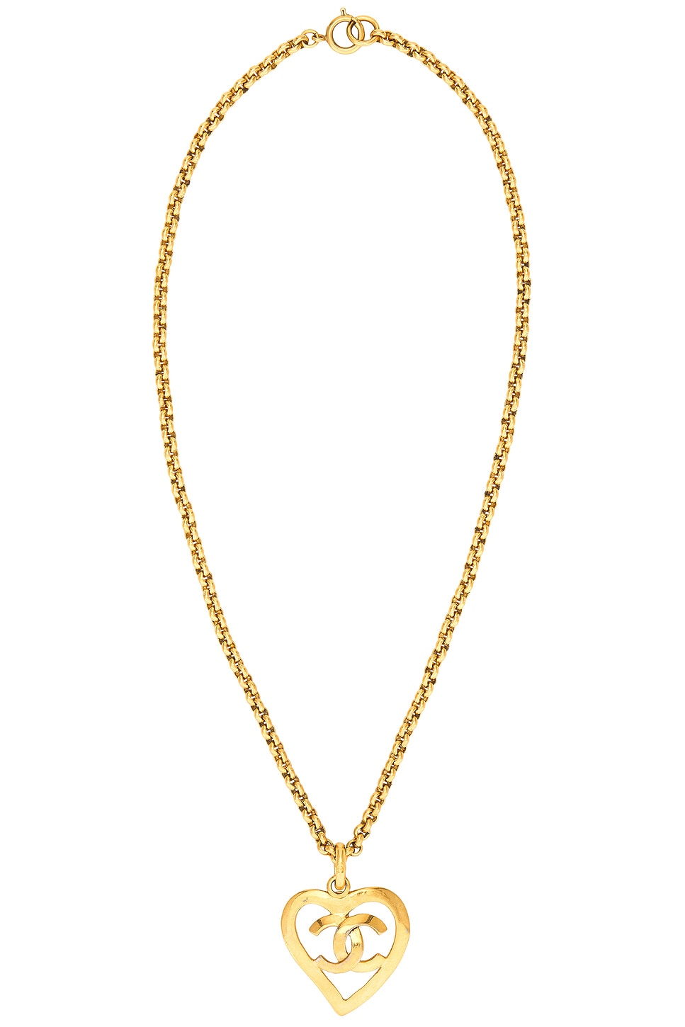 Image 1 of FWRD Renew Chanel Coco Heart Pendant Necklace in Light Gold