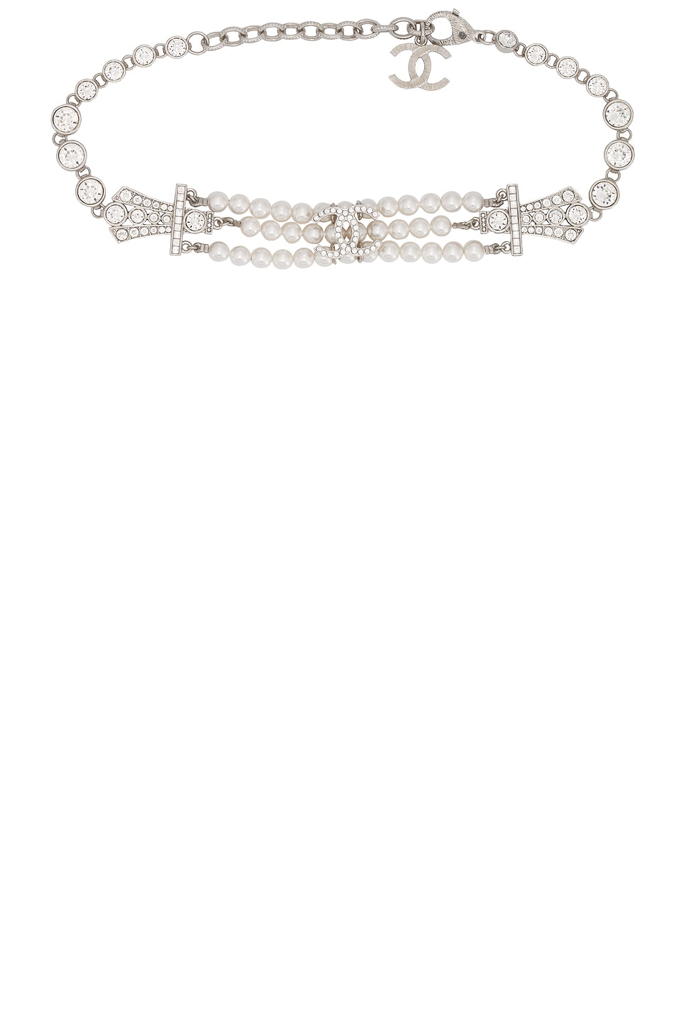 Image 1 of FWRD Renew Chanel Pearl Choker Necklace in Silver