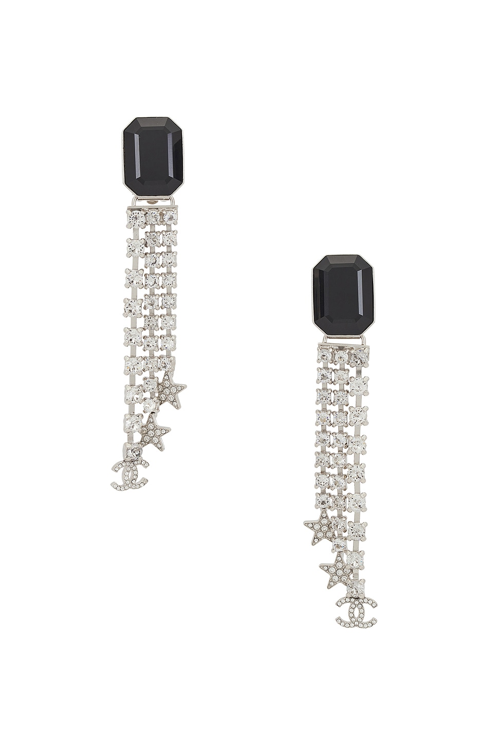 Image 1 of FWRD Renew Chanel Rhinestone Earrings in Silver