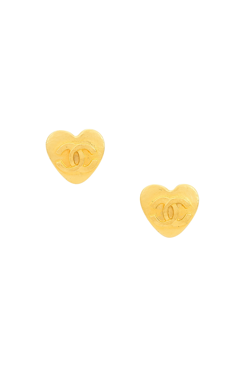 Image 1 of FWRD Renew Chanel Heart Earrings in Gold