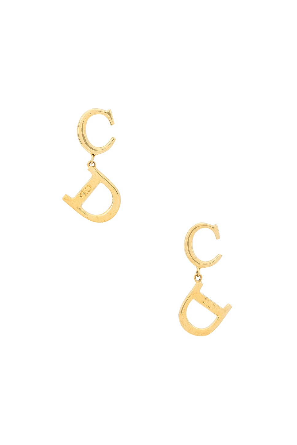 Image 1 of FWRD Renew Dior CD Earrings in Gold