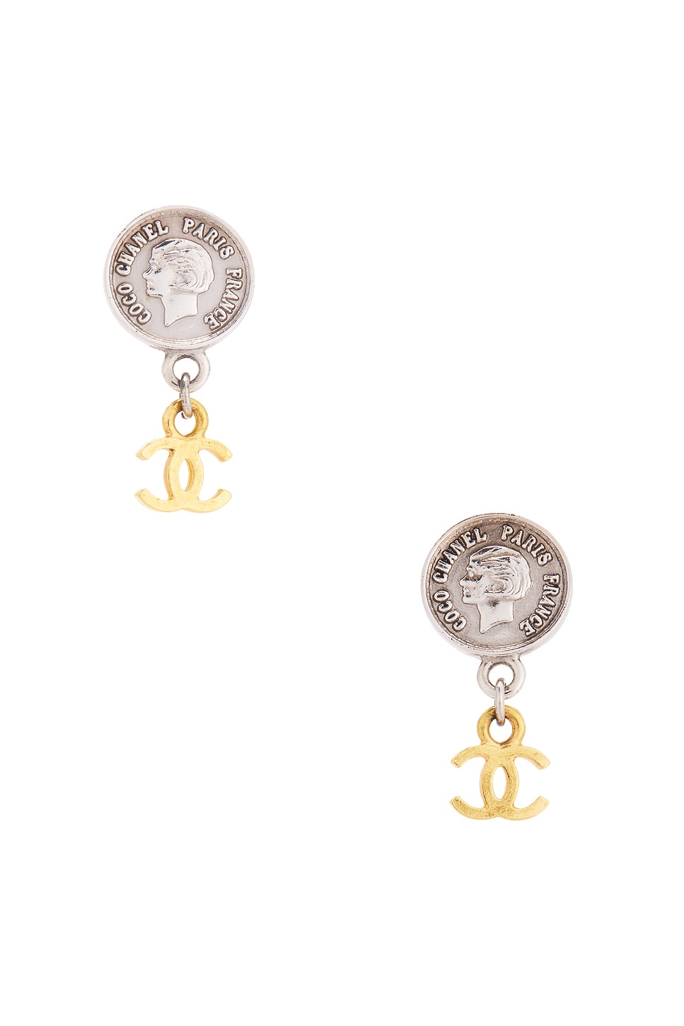 Coco Mark Coin Earrings in Metallic Gold