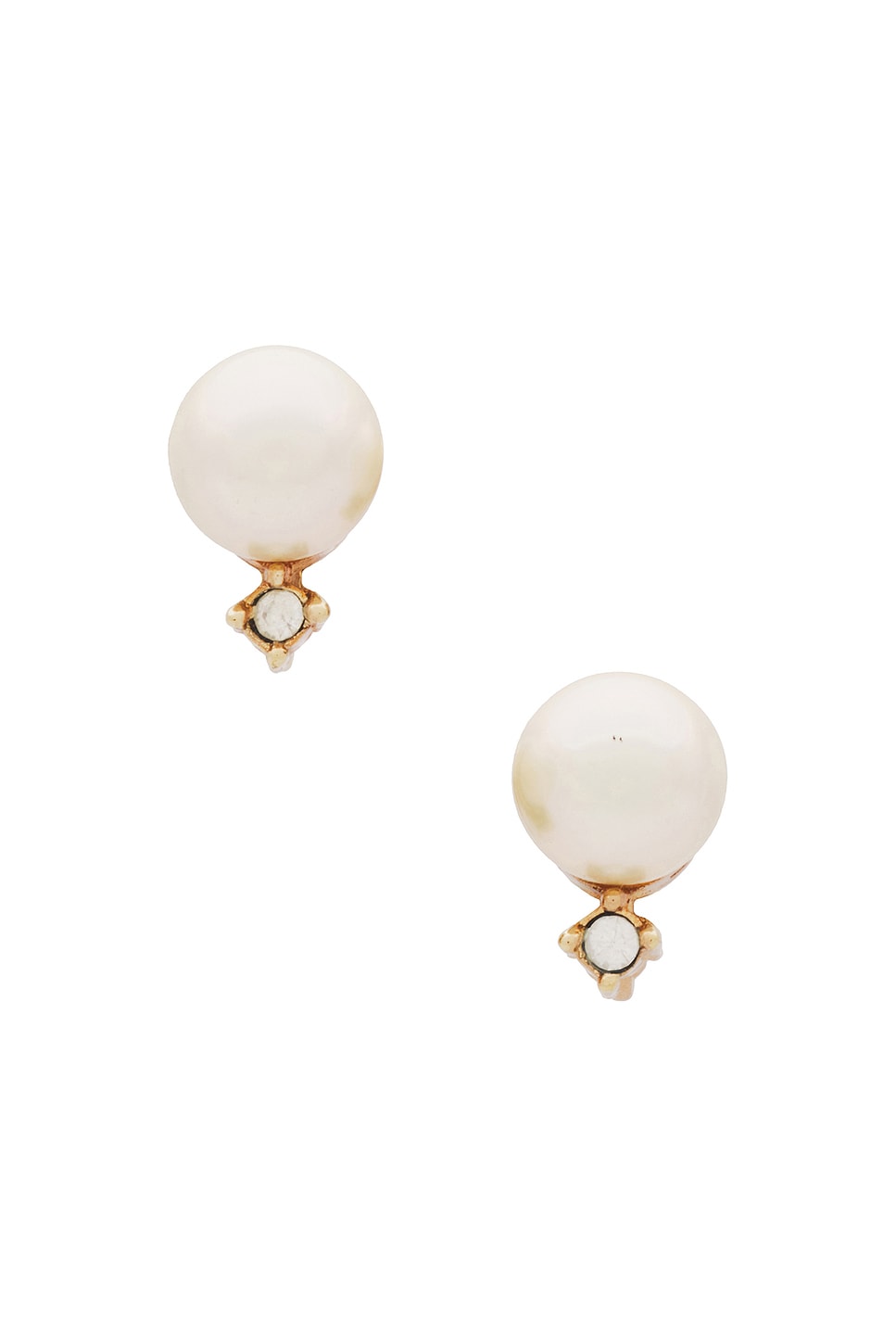 Image 1 of FWRD Renew Dior Pearl Rhinestone Earrings in Gold