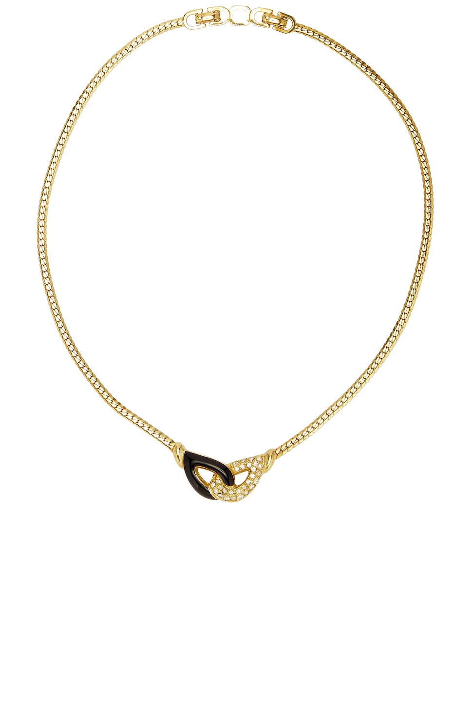 Image 1 of FWRD Renew Dior Rhinestone Necklace in Gold