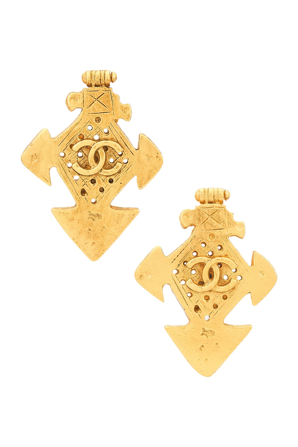 Pre-owned Chanel Coco Mark Earrings In Gold