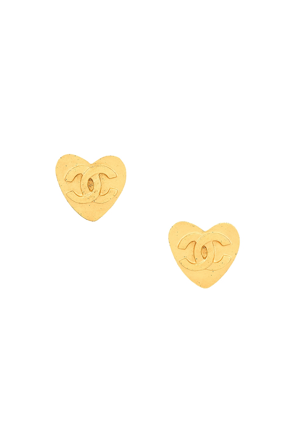 Image 1 of FWRD Renew Chanel 1995 CC Heart Clip-On Earrings in Gold