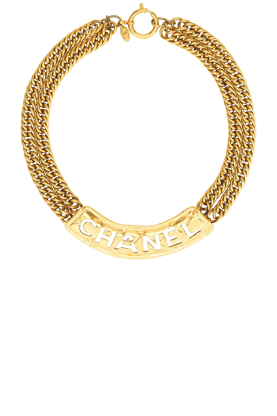 Image 1 of FWRD Renew Chanel Matelasse Logo Choker Necklace in Gold