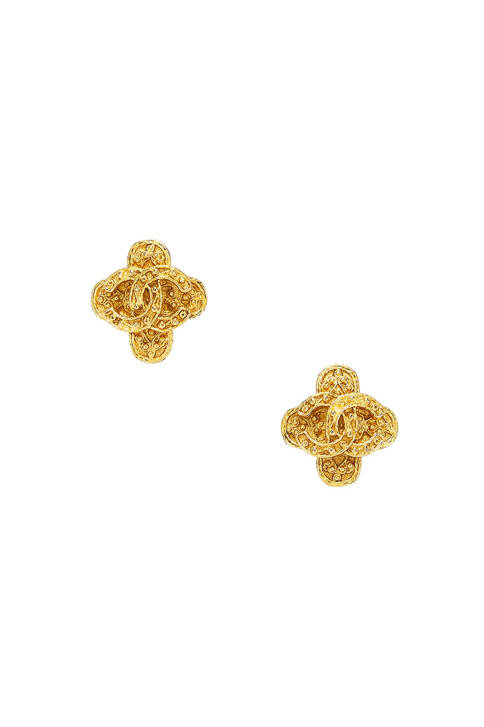 Image 1 of FWRD Renew Chanel 1994 CC Cross Clip-On Earrings in Gold