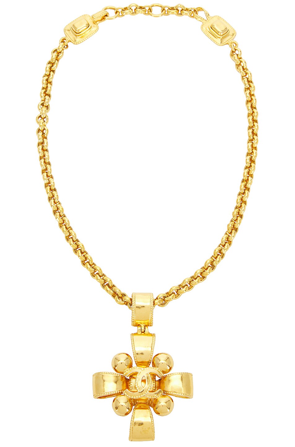 FWRD Renew Chanel Coco Ribbon Necklace in Gold | FWRD