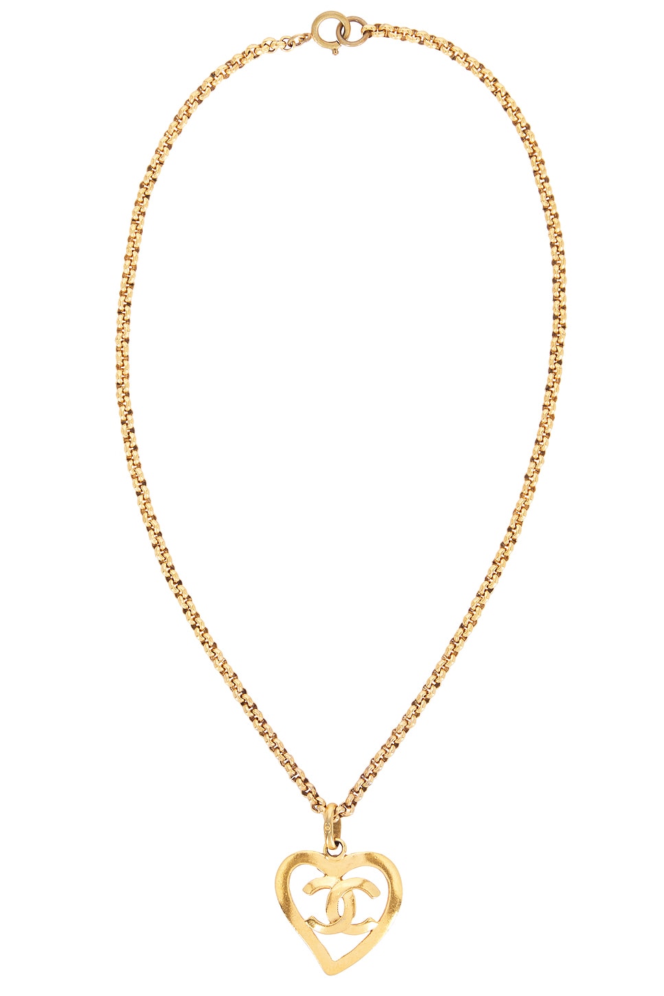 Image 1 of FWRD Renew Chanel 1995 CC Heart Necklace in Gold